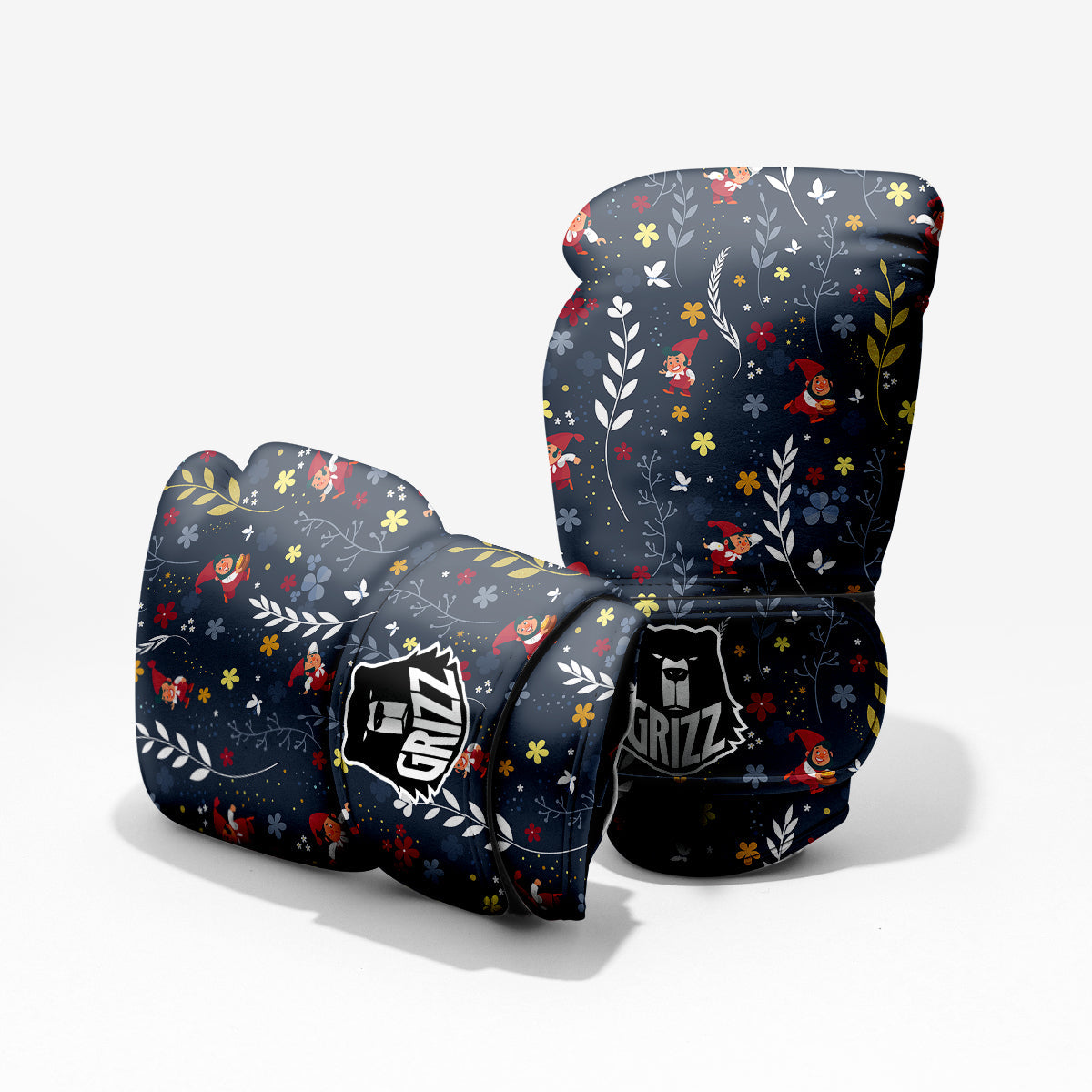 Cartoon Elf And Floral Print Pattern Pro Boxing Glove