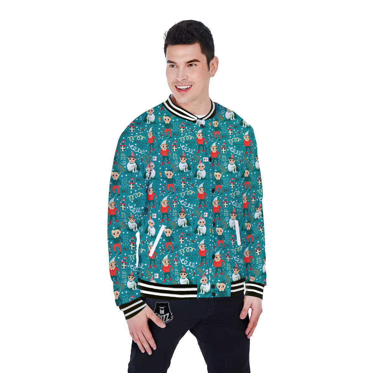 Cartoon Elf Print Pattern Baseball Jacket-grizzshop