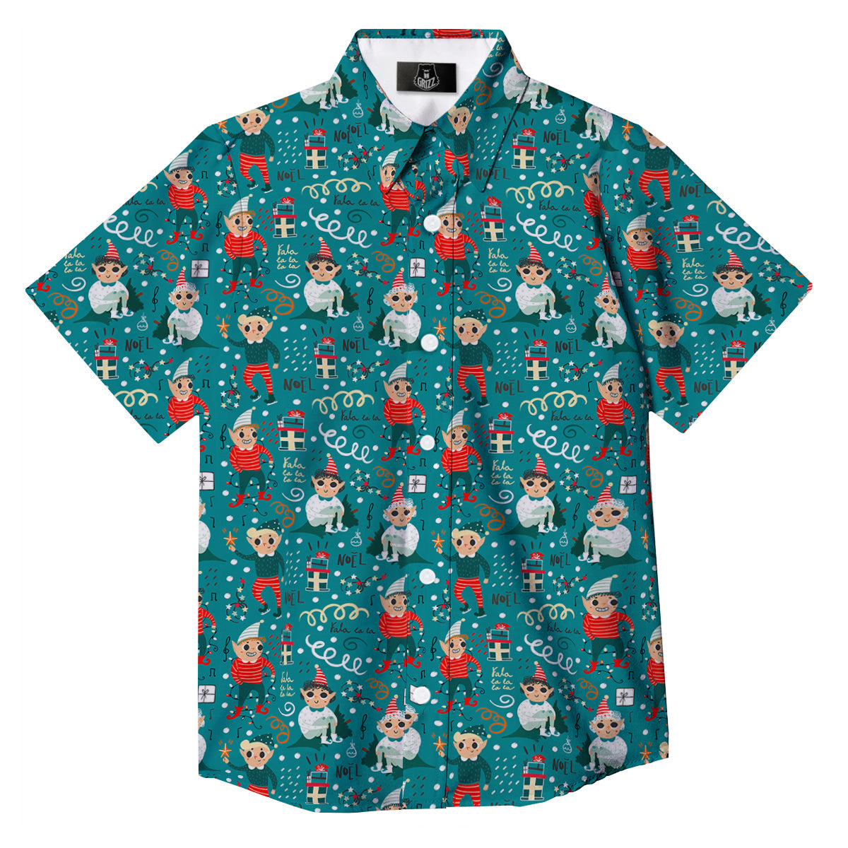 Cartoon Elf Print Pattern Button Up Shirt-grizzshop