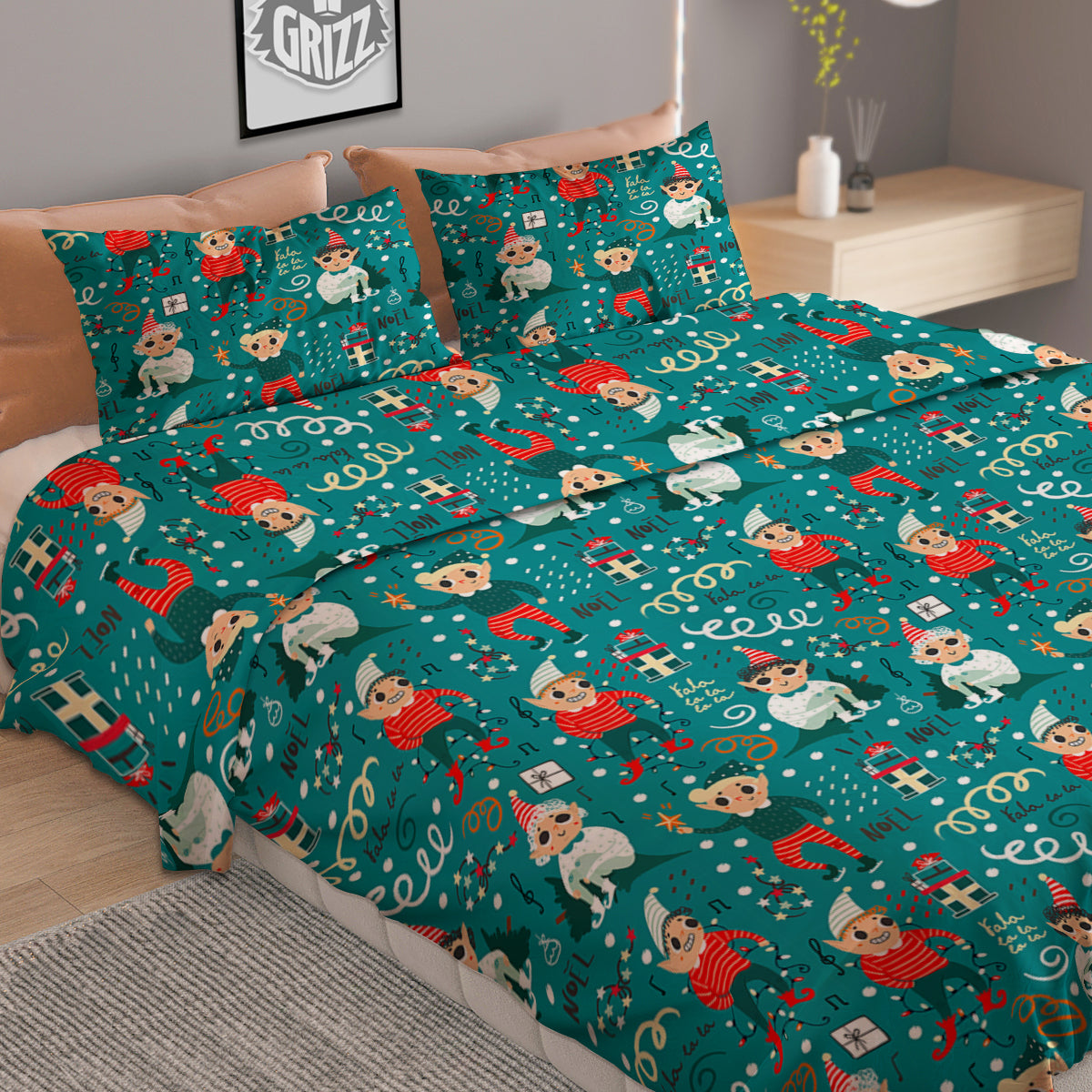 Cartoon Elf Print Pattern Duvet Cover Bedding Set-grizzshop