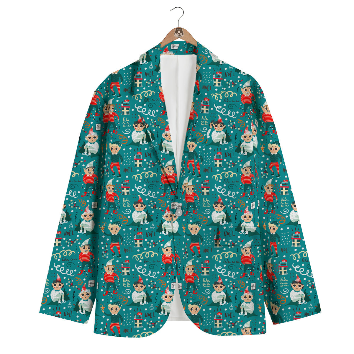 Cartoon Elf Print Pattern Men's Blazer-grizzshop