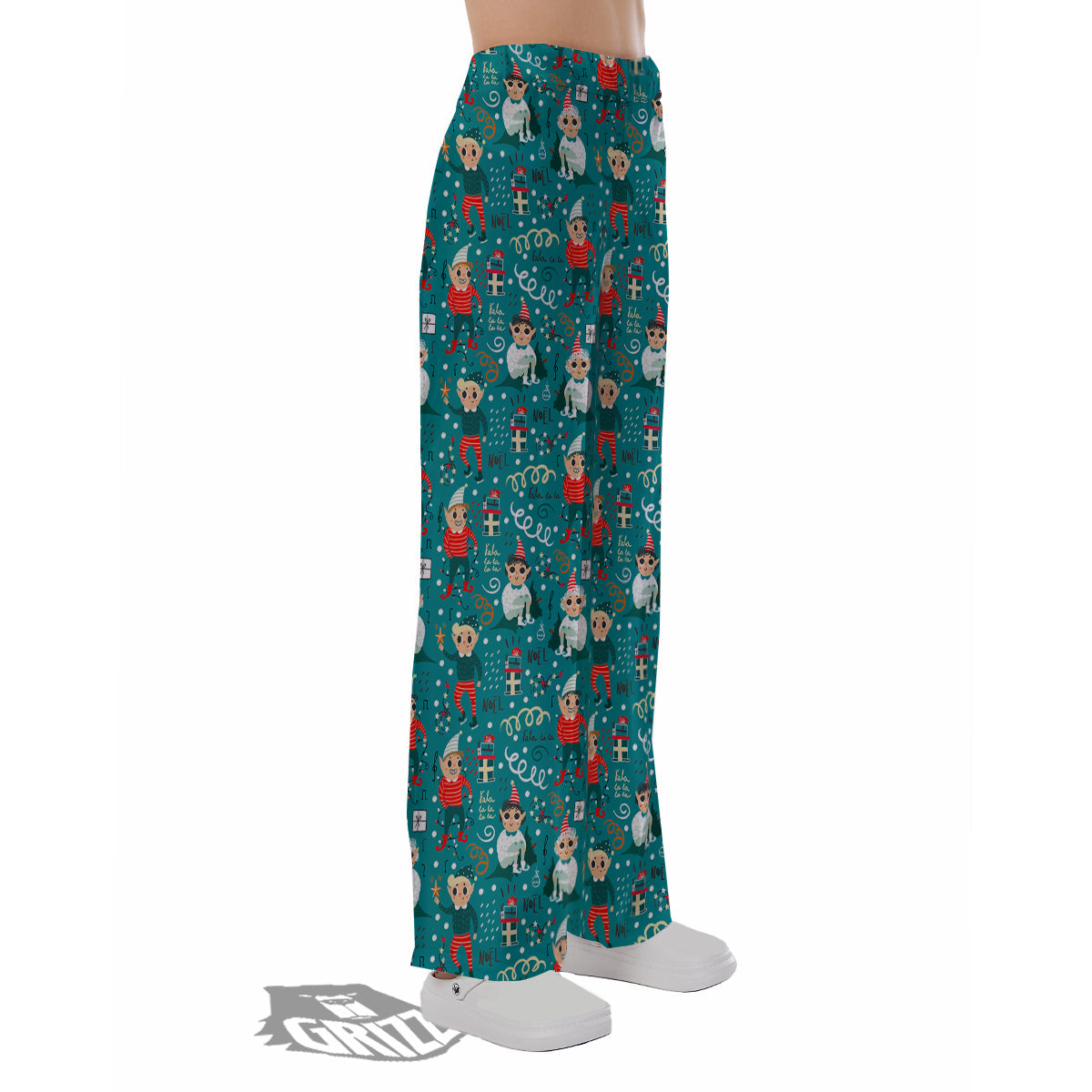 Cartoon Elf Print Pattern Pajama Pants-grizzshop