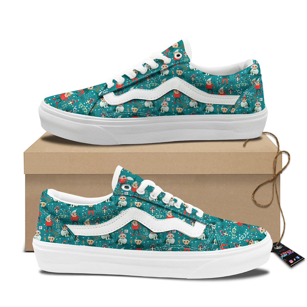 Cartoon Elf Print Pattern Skate Shoes-grizzshop