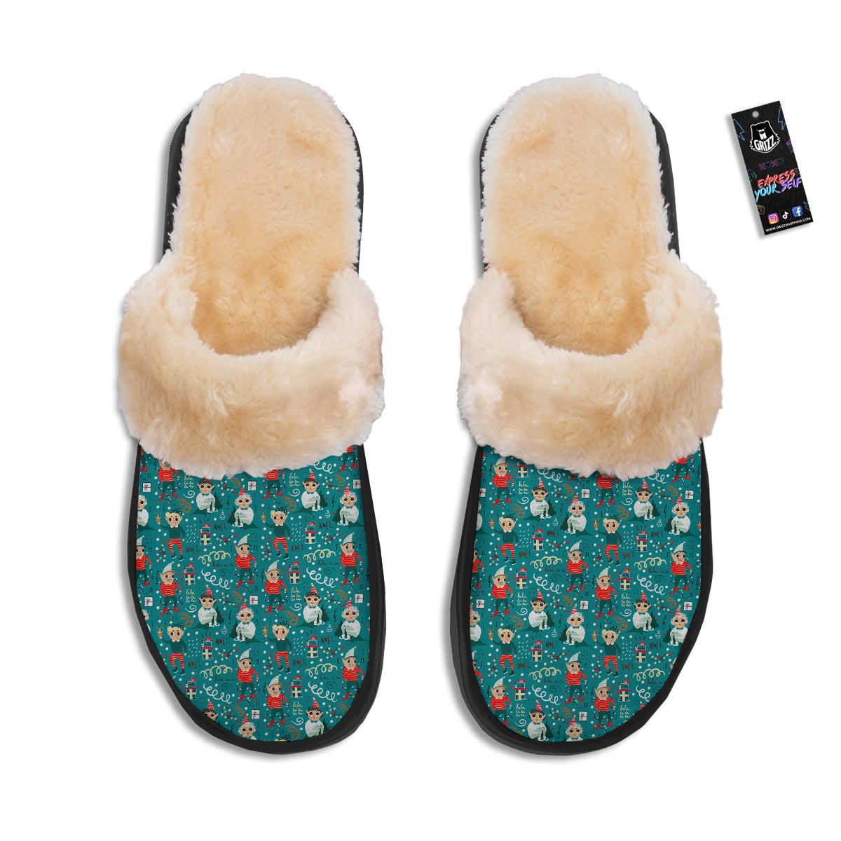 Cartoon Elf Print Pattern Slippers-grizzshop