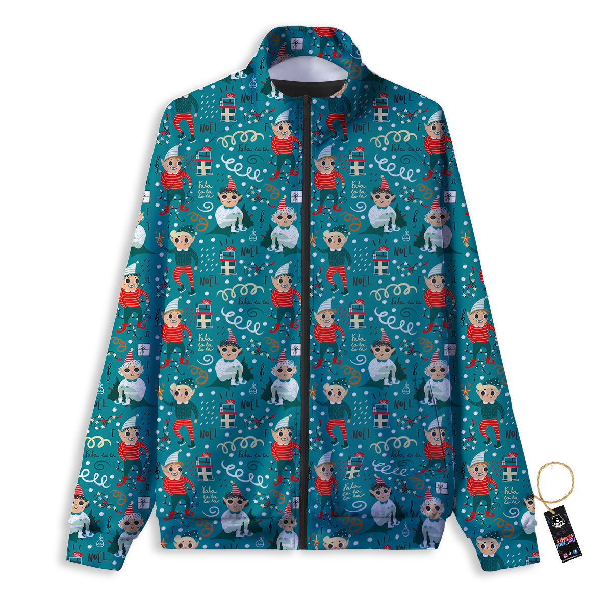 Cartoon Elf Print Pattern Track Jacket-grizzshop