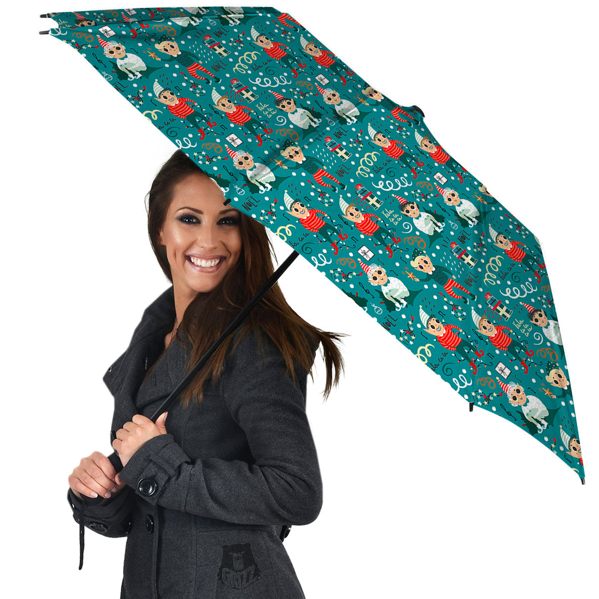 Cartoon Elf Print Pattern Umbrella-grizzshop