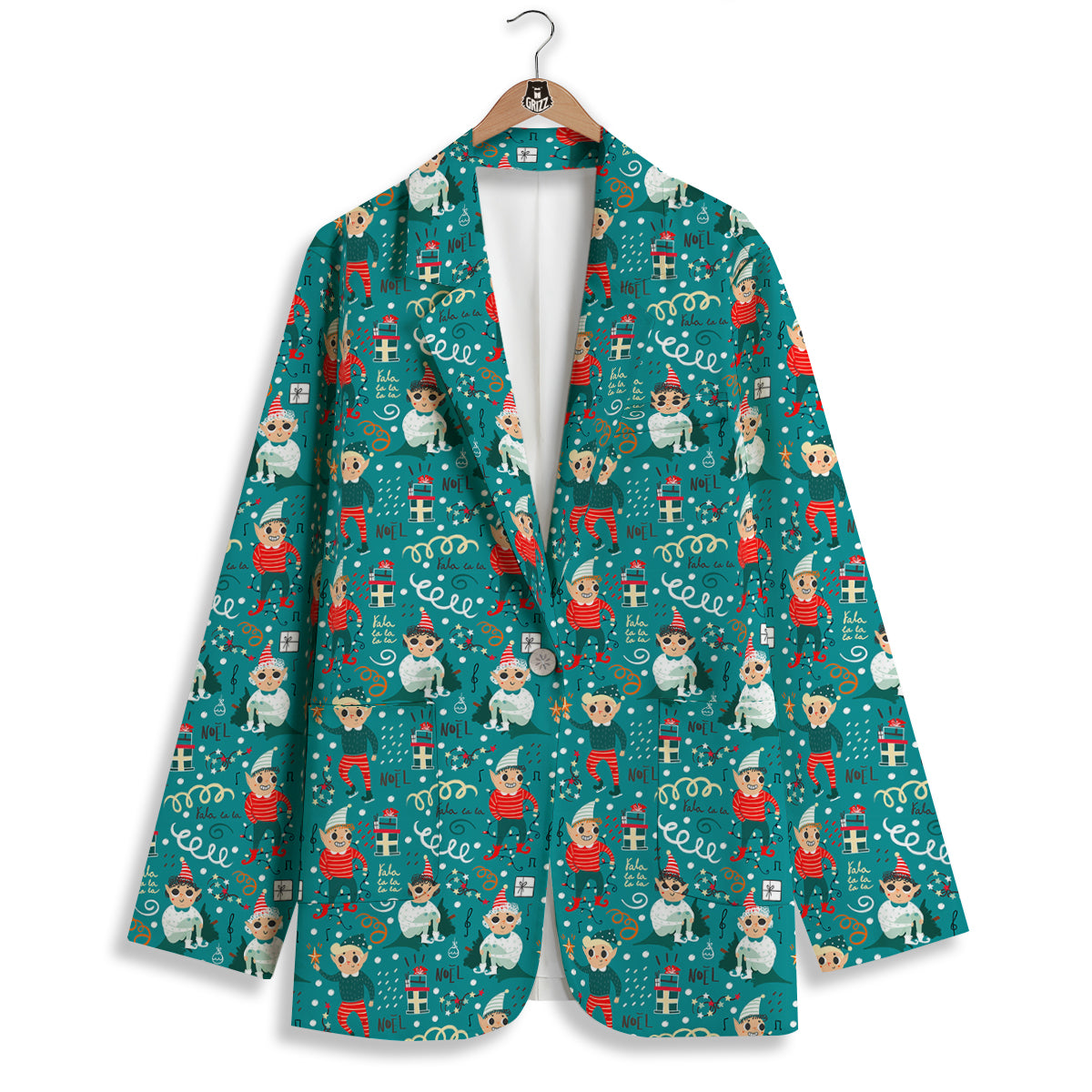 Cartoon Elf Print Pattern Women's Blazer-grizzshop