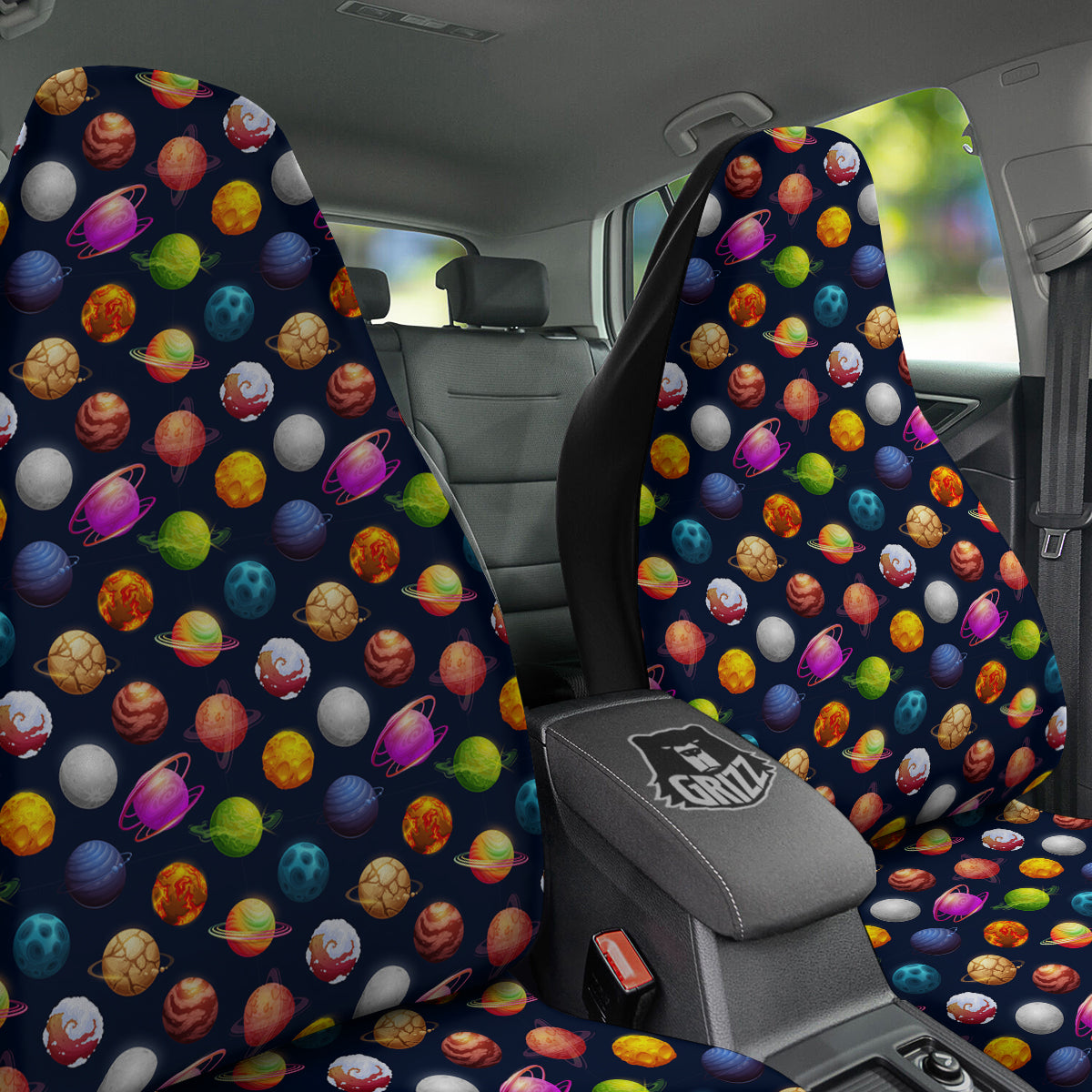 Cartoon Futuristic Planets Colorful Print Pattern Car Seat Covers-grizzshop