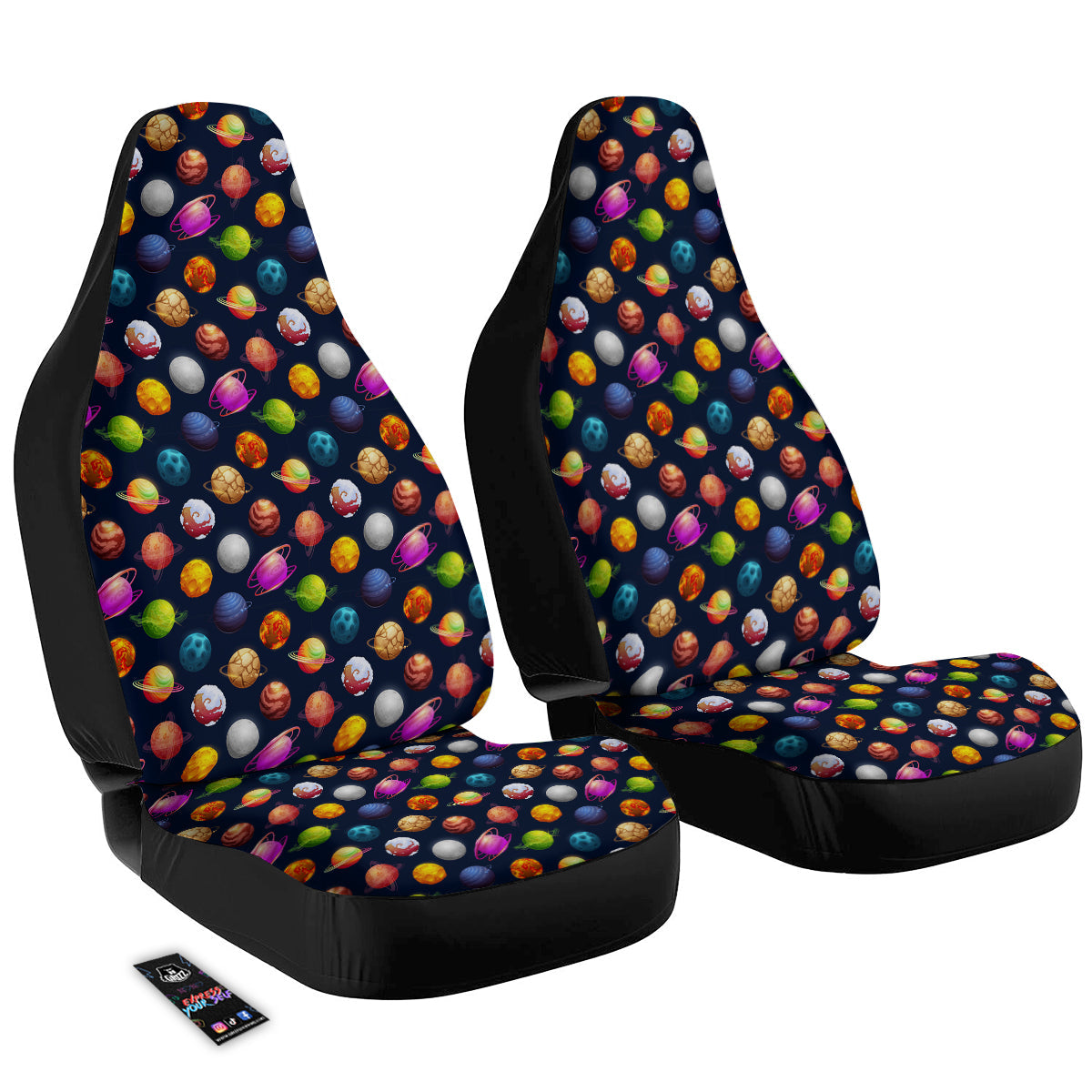 Cartoon Futuristic Planets Colorful Print Pattern Car Seat Covers-grizzshop