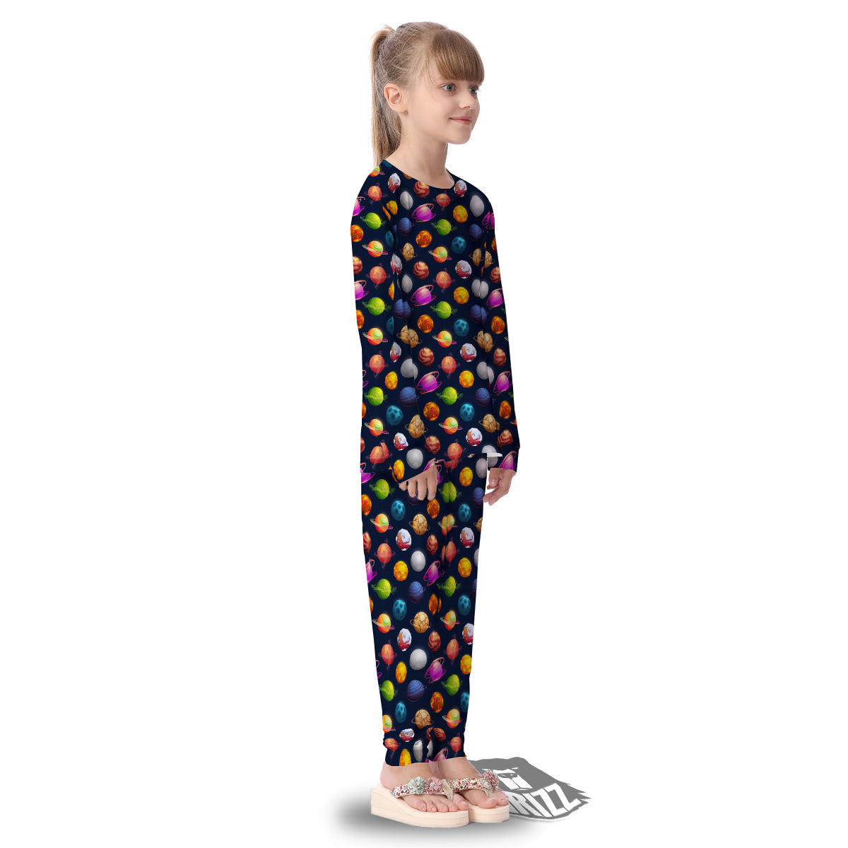 Cartoon Futuristic Planets Colorful Print Pattern Kid's Pajamas-grizzshop