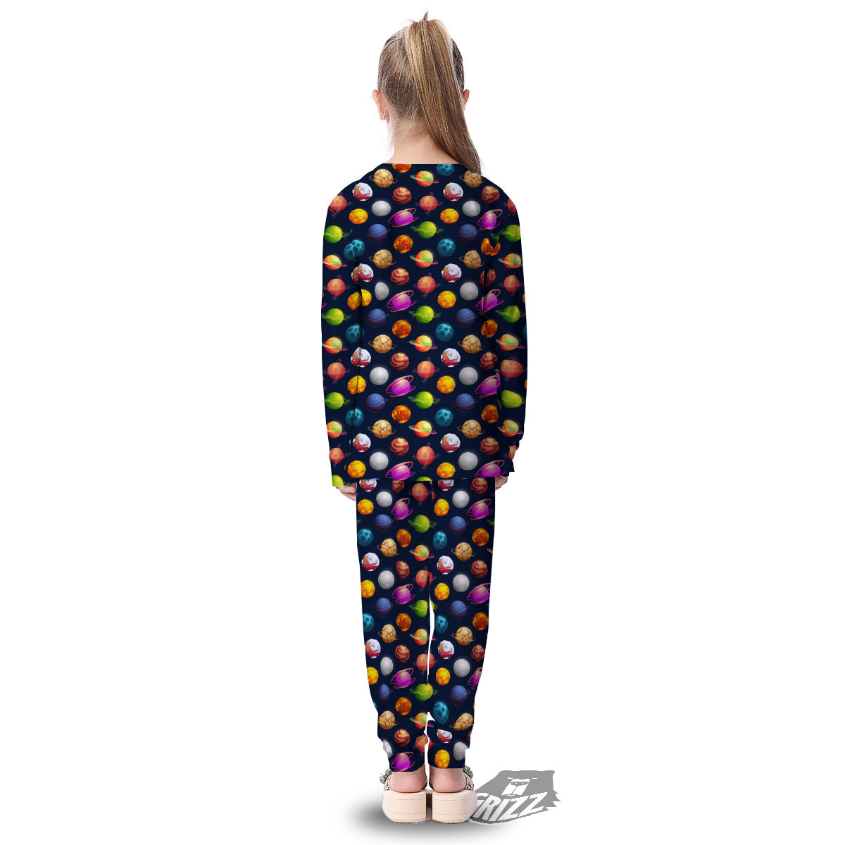 Cartoon Futuristic Planets Colorful Print Pattern Kid's Pajamas-grizzshop