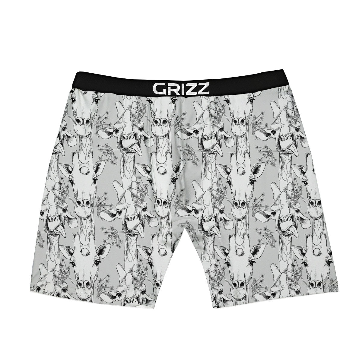 Cartoon Giraffe White And Black Print Boxer Briefs-grizzshop