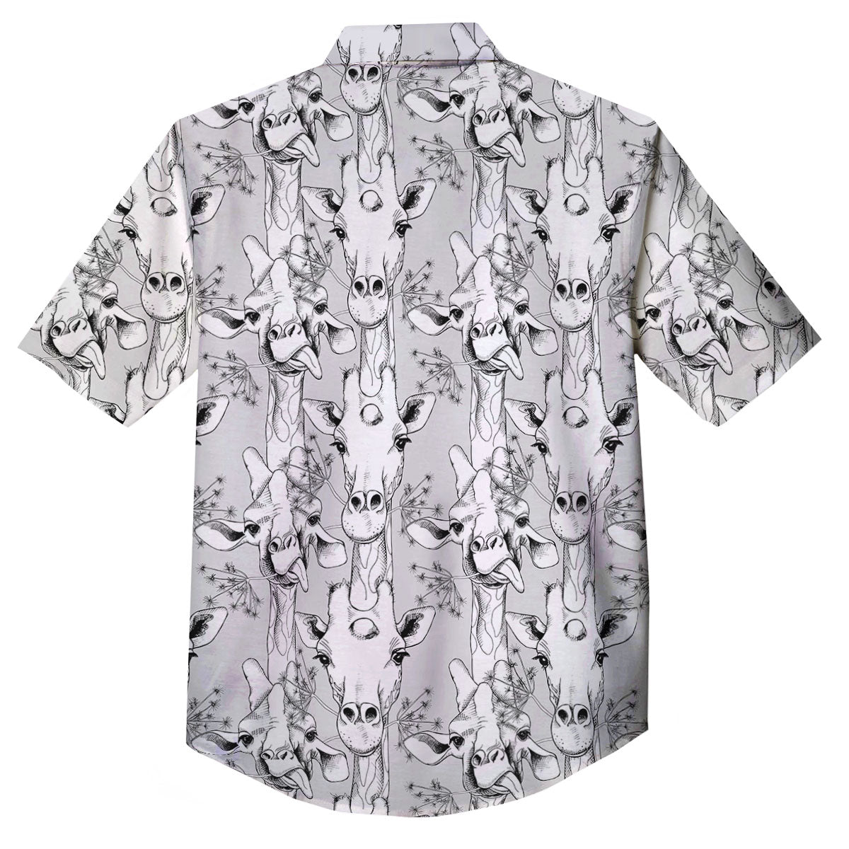 Cartoon Giraffe White And Black Print Button Up Shirt-grizzshop