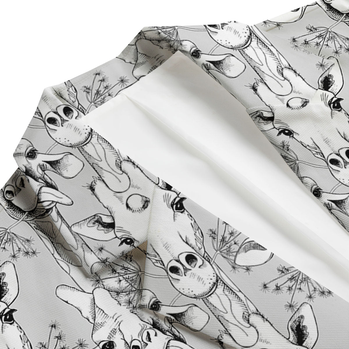 Cartoon Giraffe White And Black Print Men's Blazer-grizzshop