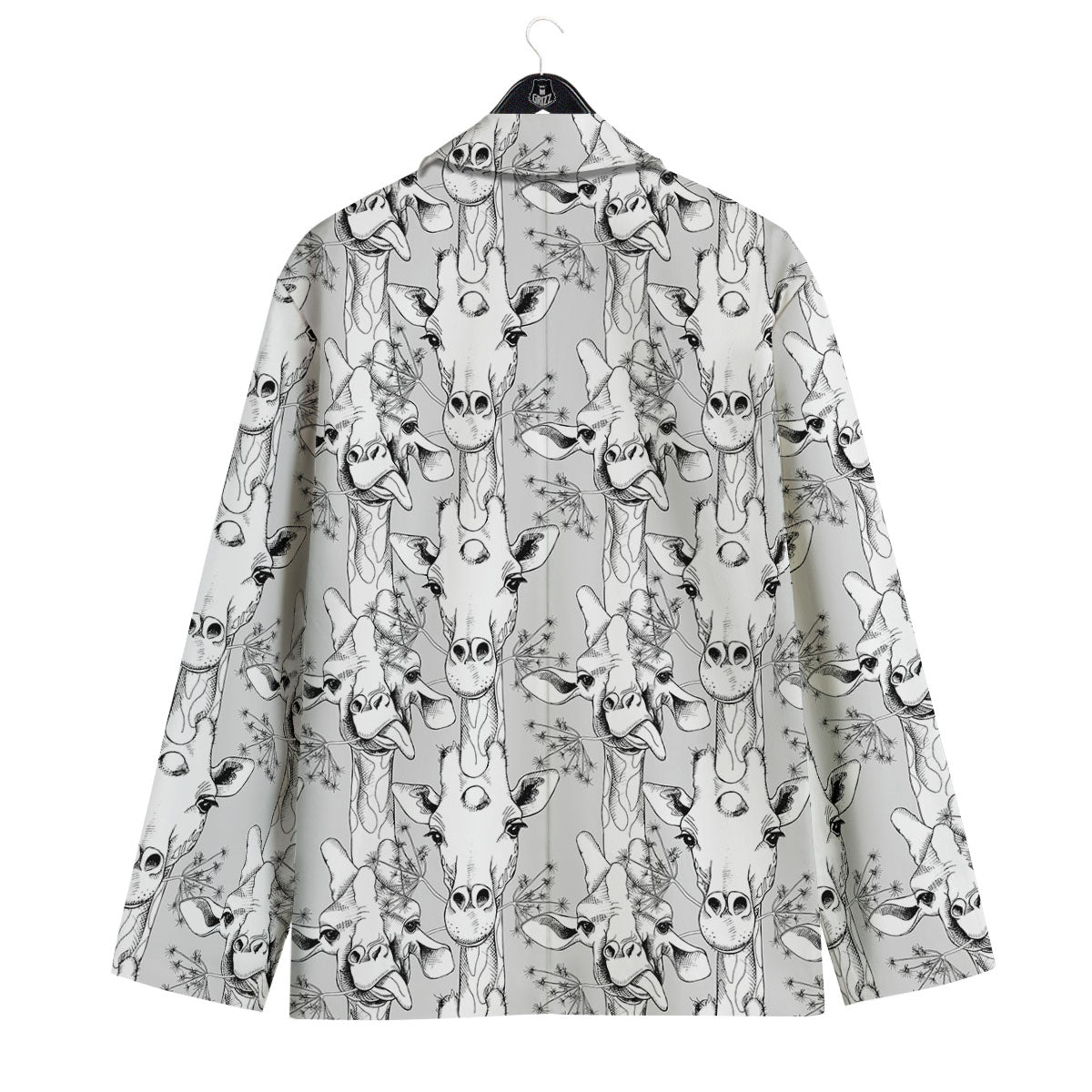 Cartoon Giraffe White And Black Print Men's Sport Coat-grizzshop