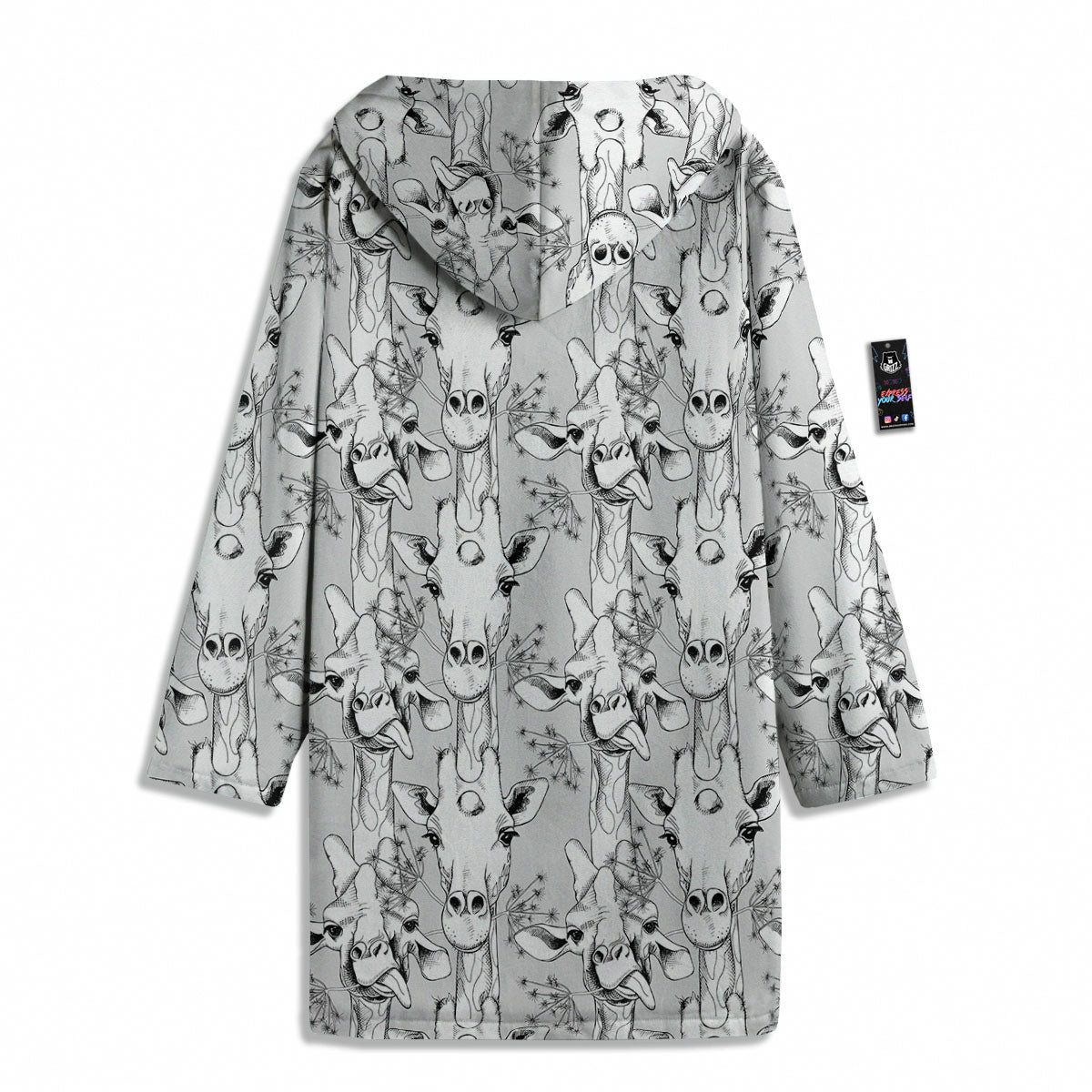 Cartoon Giraffe White And Black Print Men's Windbreaker Jacket-grizzshop