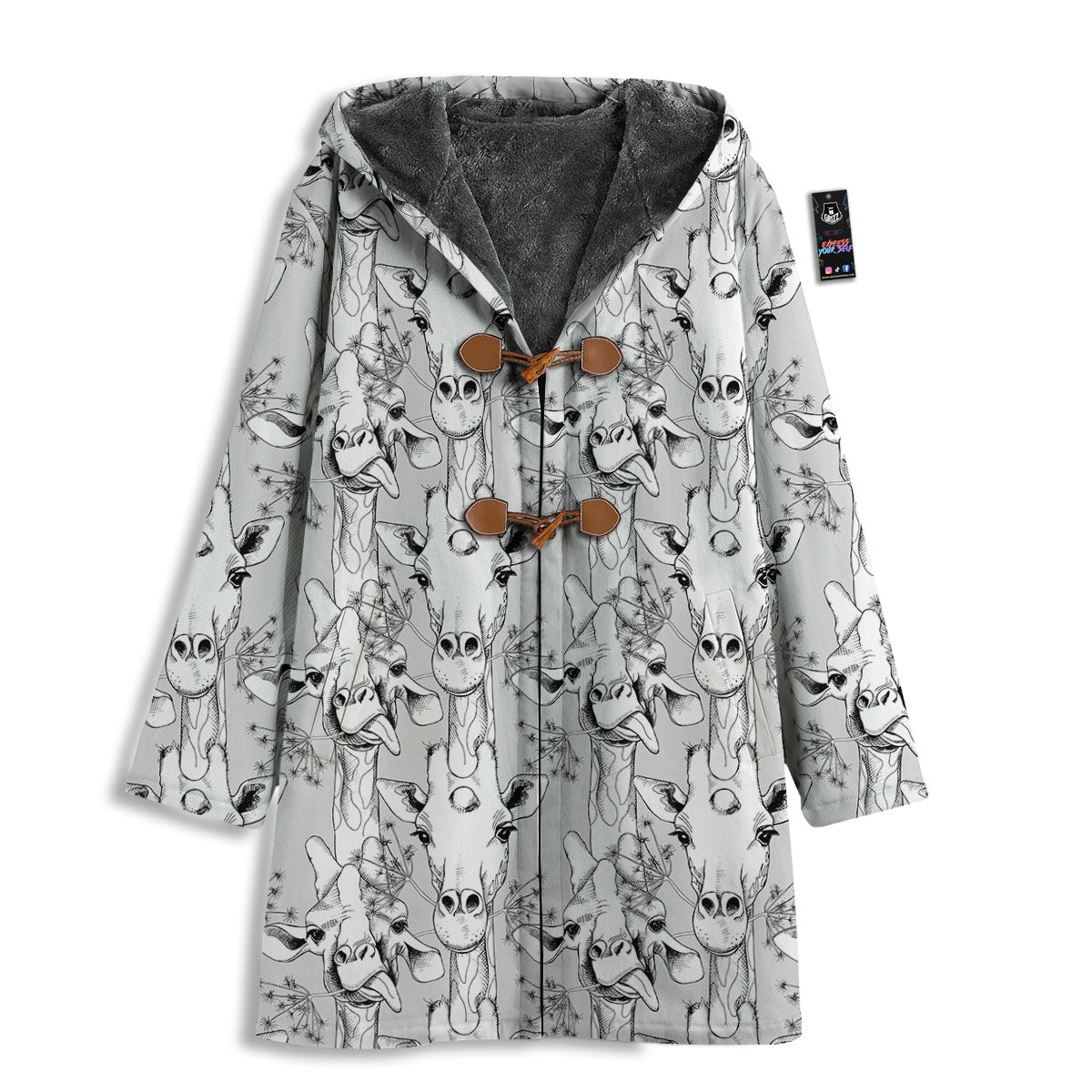 Cartoon Giraffe White And Black Print Men's Windbreaker Jacket-grizzshop