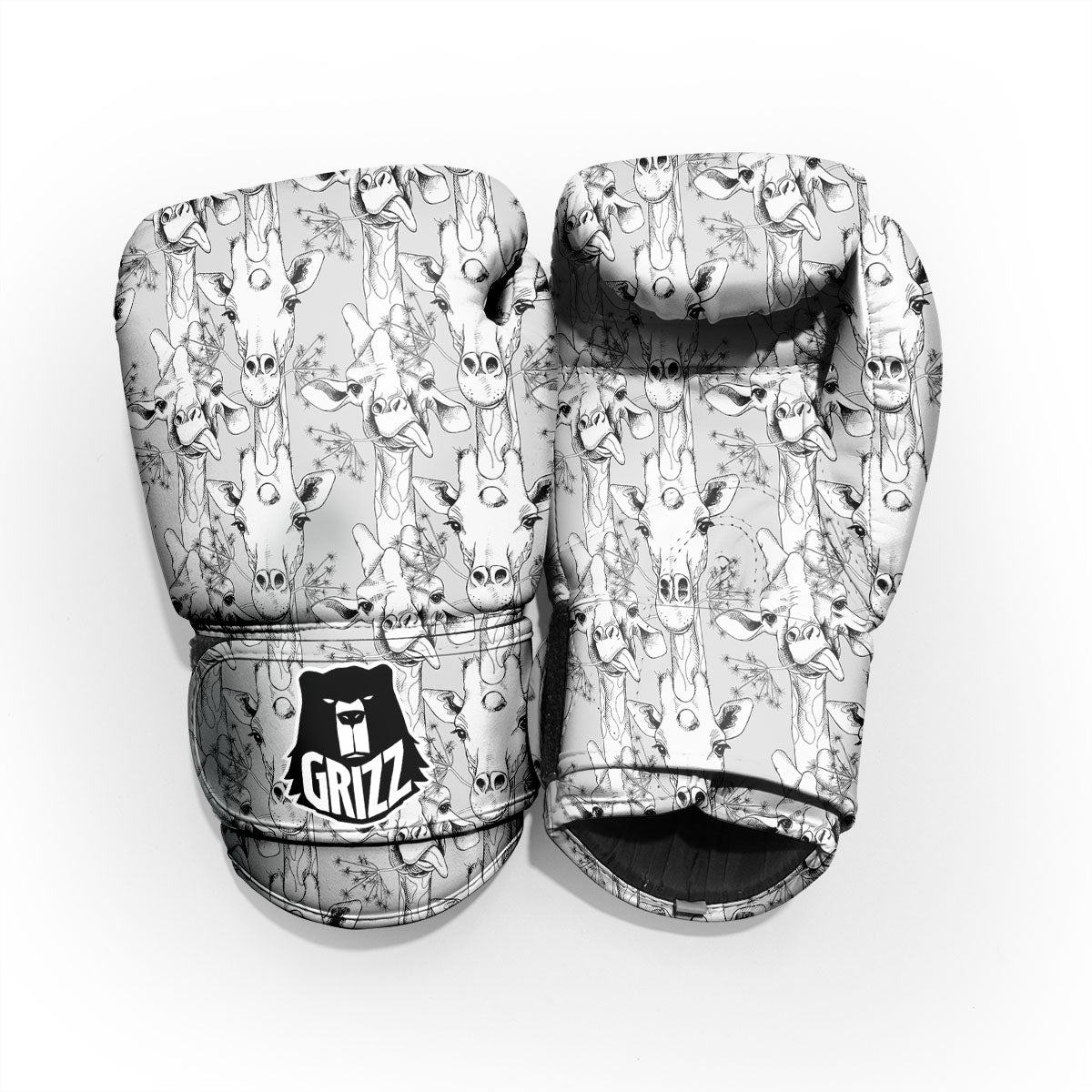 Cartoon Giraffe White And Black Print Pro Boxing Glove