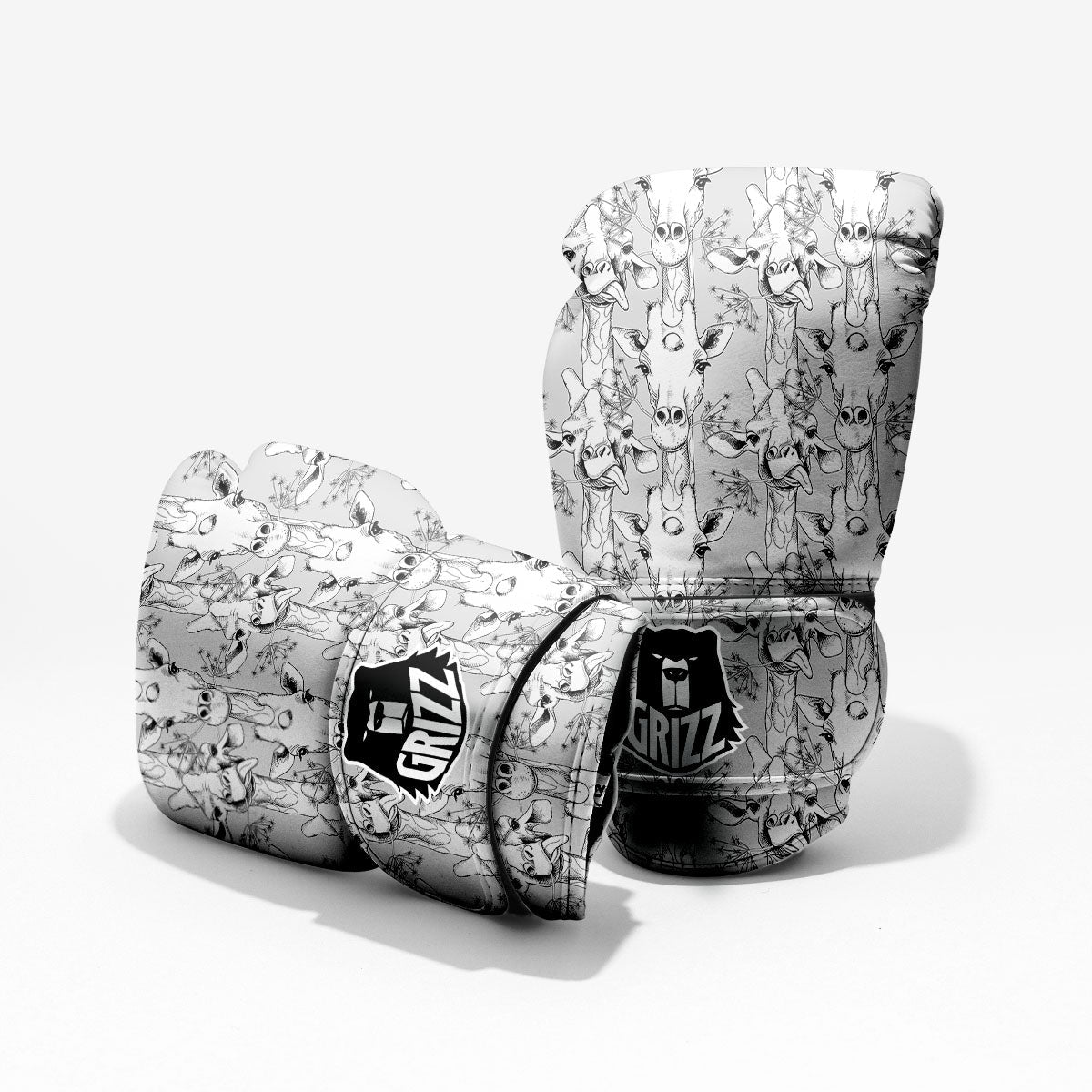 Cartoon Giraffe White And Black Print Pro Boxing Glove