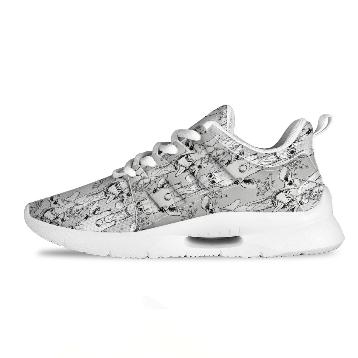 Cartoon Giraffe White And Black Print Tennis Shoes-grizzshop