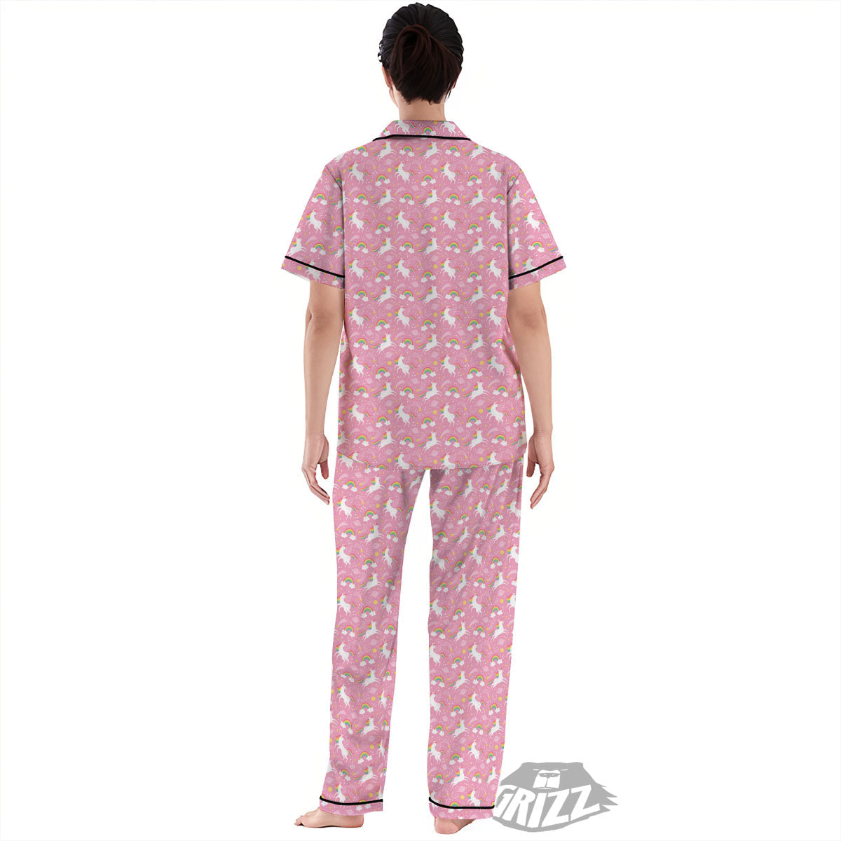 Cartoon Girly Unicorn Print Pattern Women's Pajamas Set-grizzshop