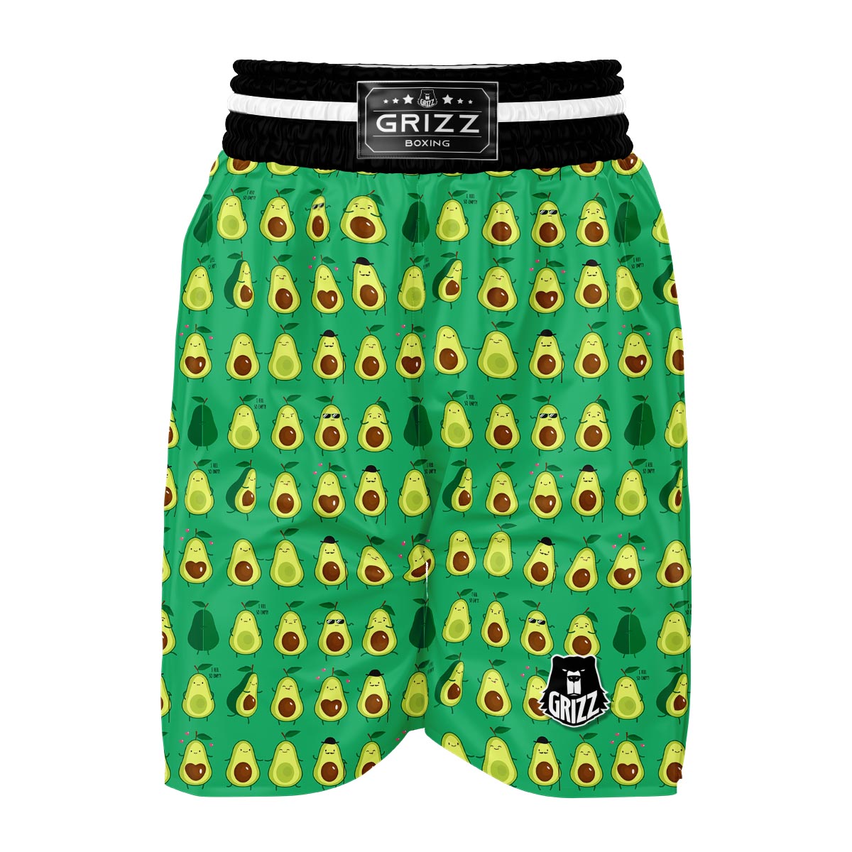 Cartoon Green Avocado Patttern Print Boxing Shorts-grizzshop