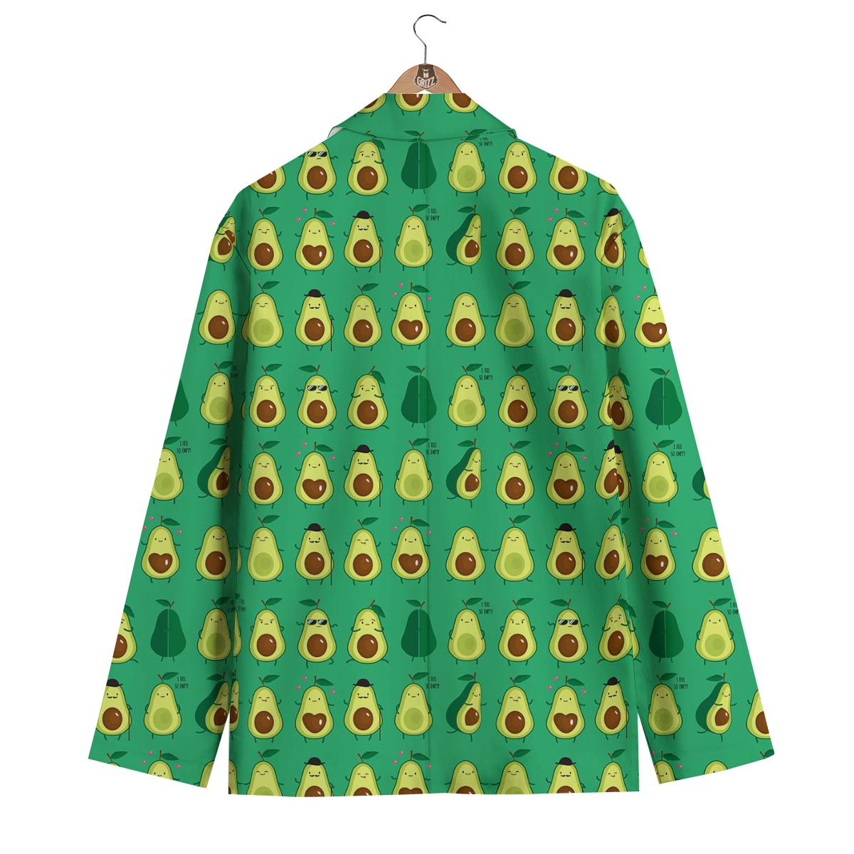 Cartoon Green Avocado Patttern Print Men's Blazer-grizzshop