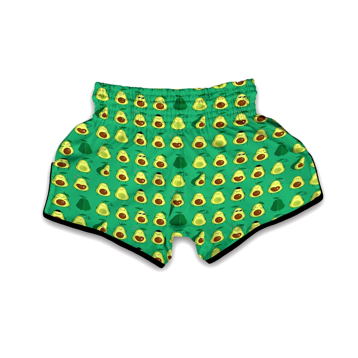 Cartoon Green Avocado Patttern Print Muay Thai Boxing Shorts-grizzshop