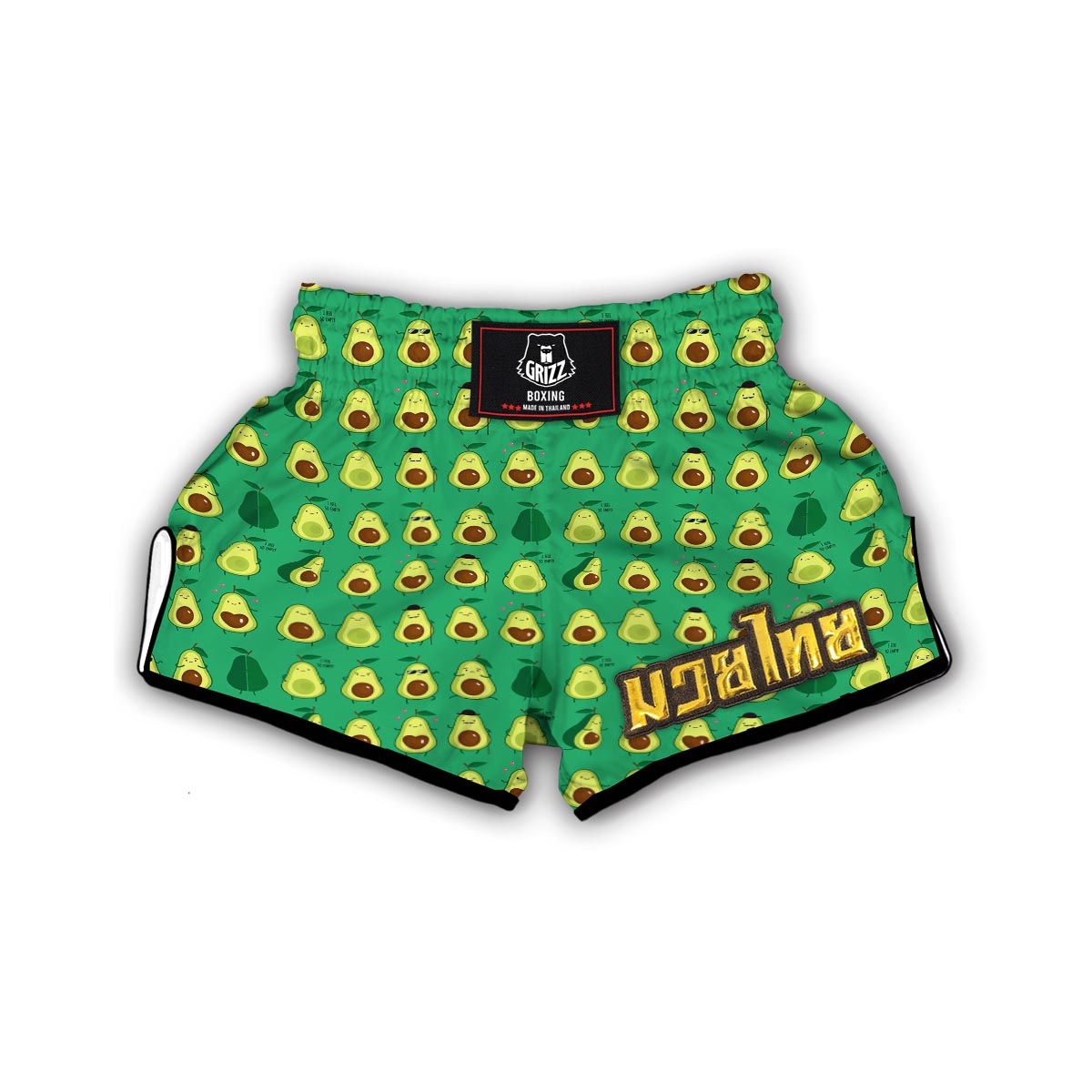Cartoon Green Avocado Patttern Print Muay Thai Boxing Shorts-grizzshop