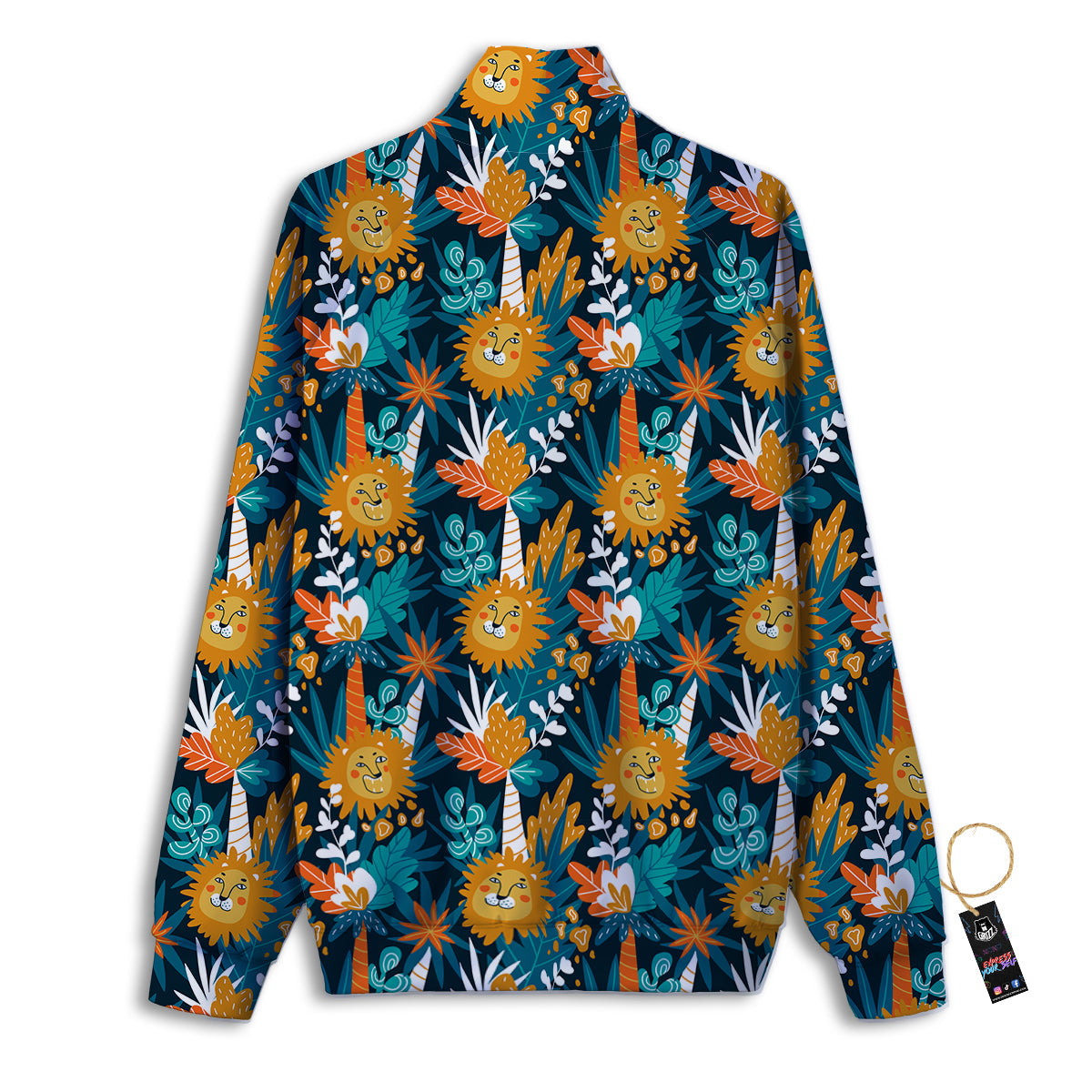Cartoon Lion And Forest Print Pattern Track Jacket-grizzshop