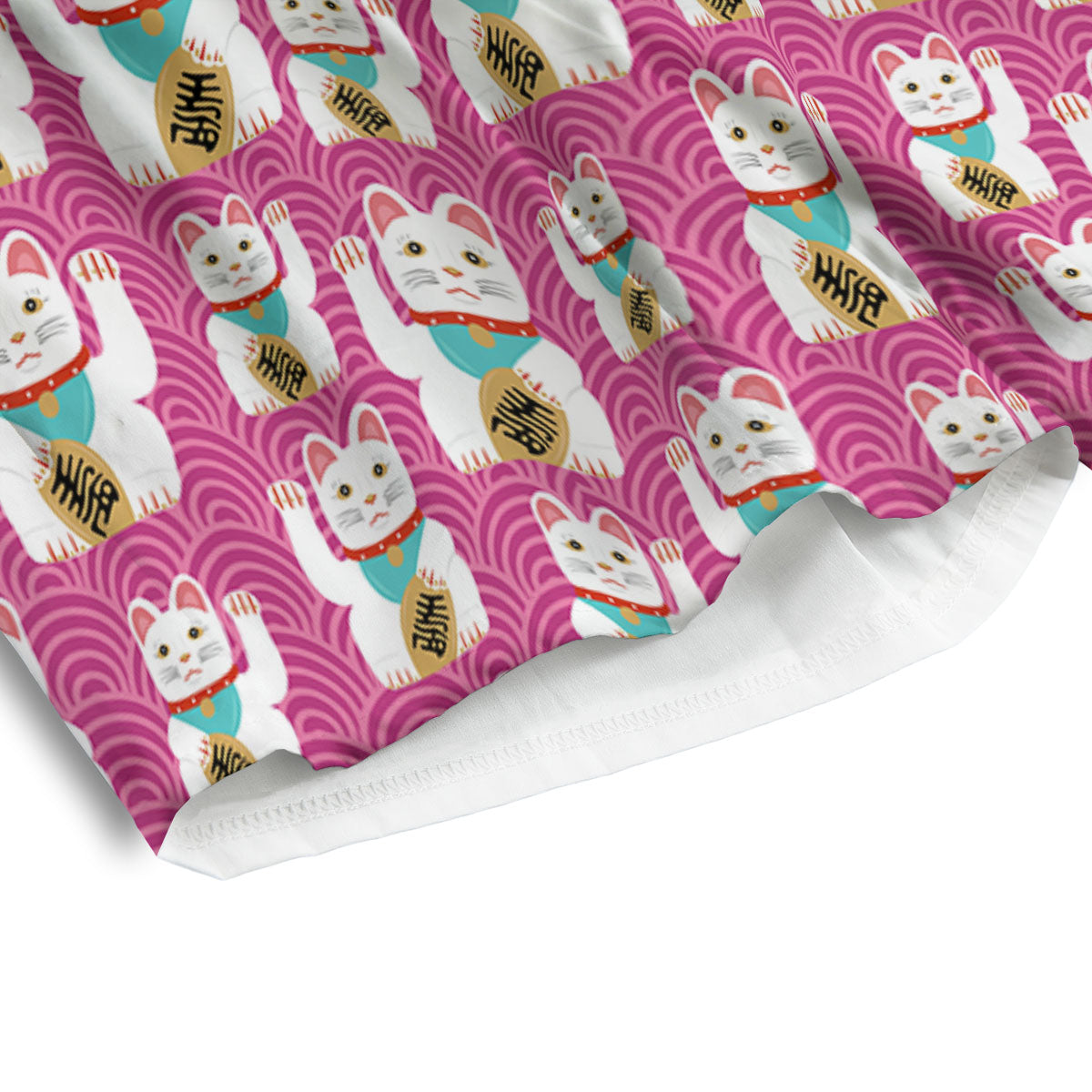 Cartoon Lucky Cat Japanese Print Pattern Men's Athletic Shorts