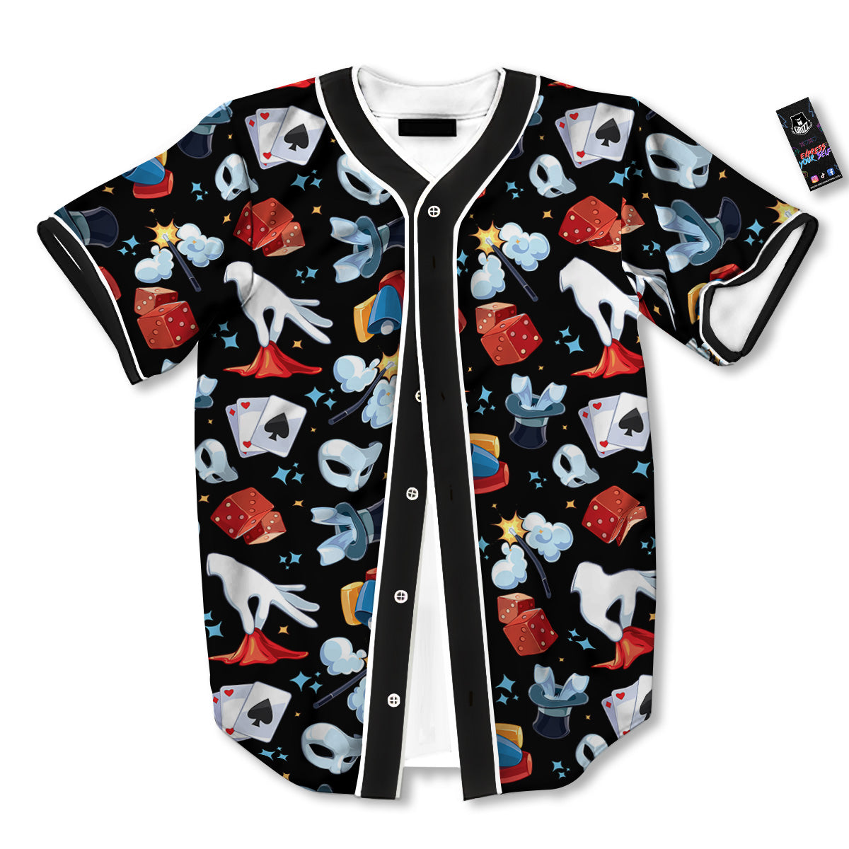Cartoon Magic Show Print Pattern Baseball Jersey-grizzshop