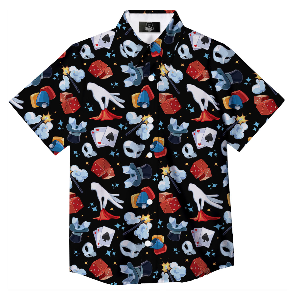 Cartoon Magic Show Print Pattern Button Up Shirt-grizzshop