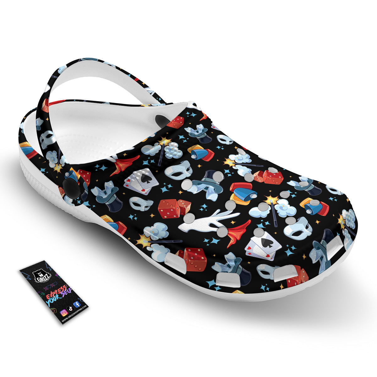 Cartoon Magic Show Print Pattern Clog-grizzshop