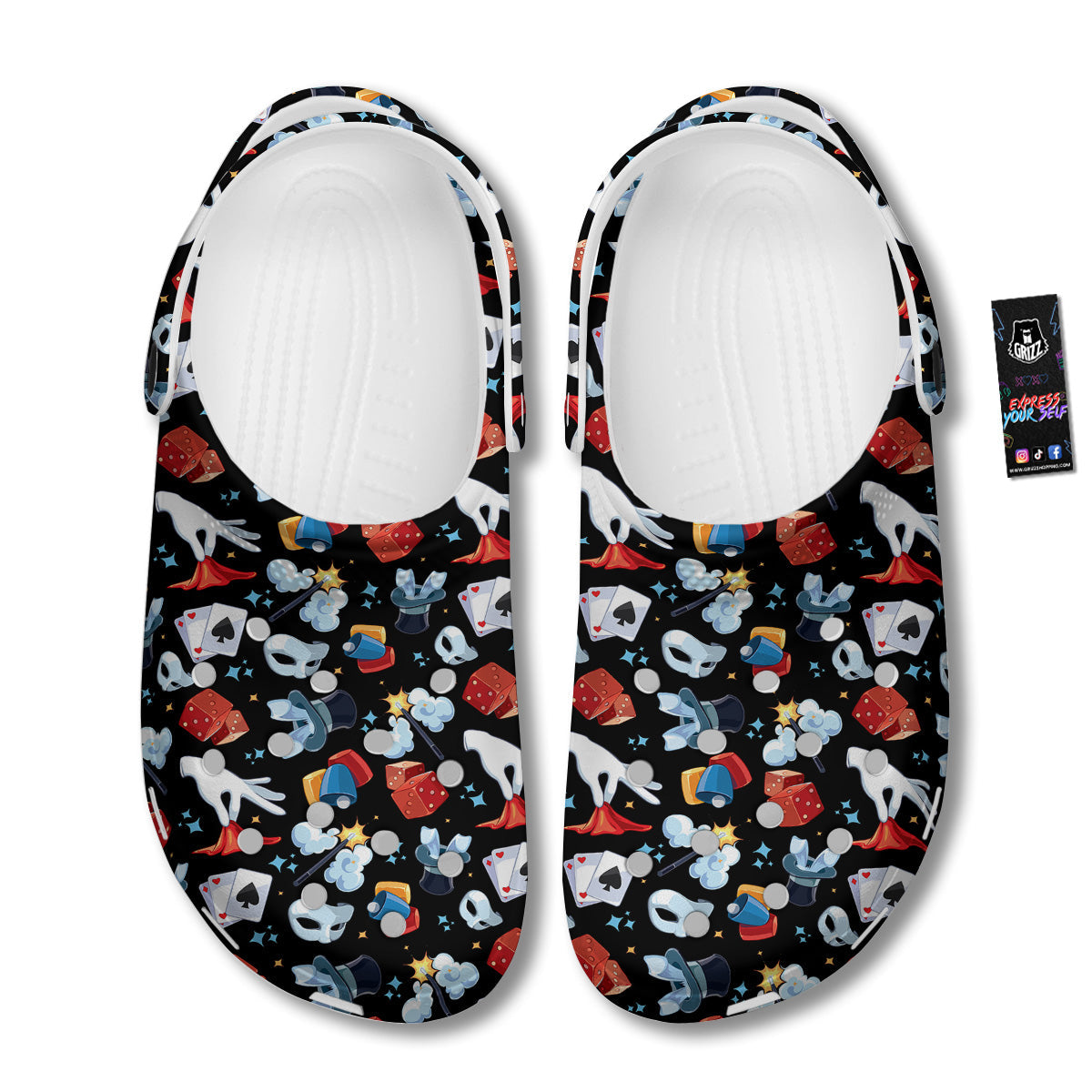 Cartoon Magic Show Print Pattern Clog-grizzshop