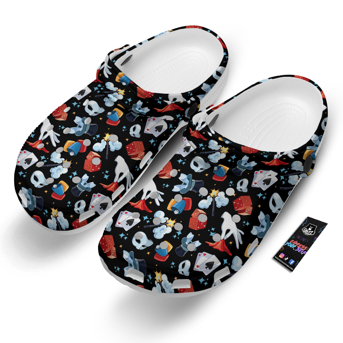 Cartoon Magic Show Print Pattern Clog-grizzshop