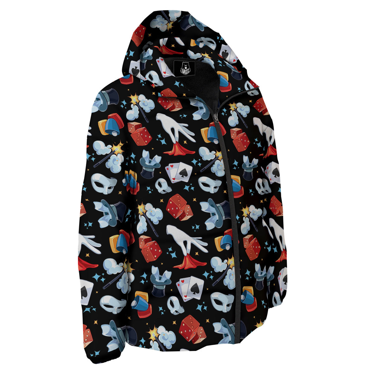 Cartoon Magic Show Print Pattern Down Jacket-grizzshop