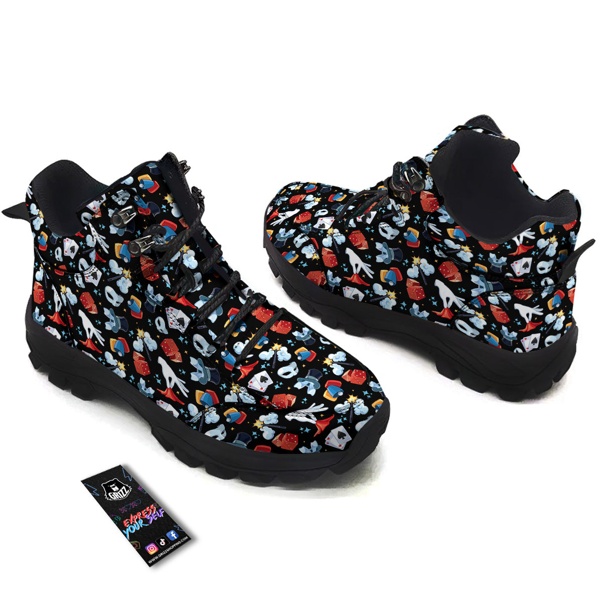 Cartoon Magic Show Print Pattern Hiking Shoes-grizzshop