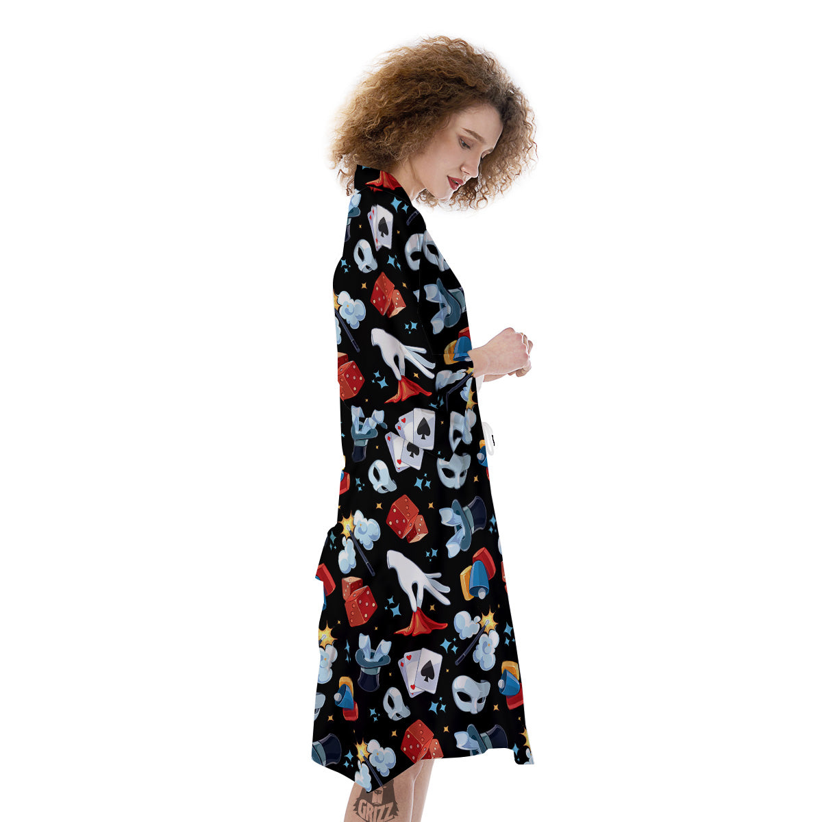 Cartoon Magic Show Print Pattern Kimono-grizzshop