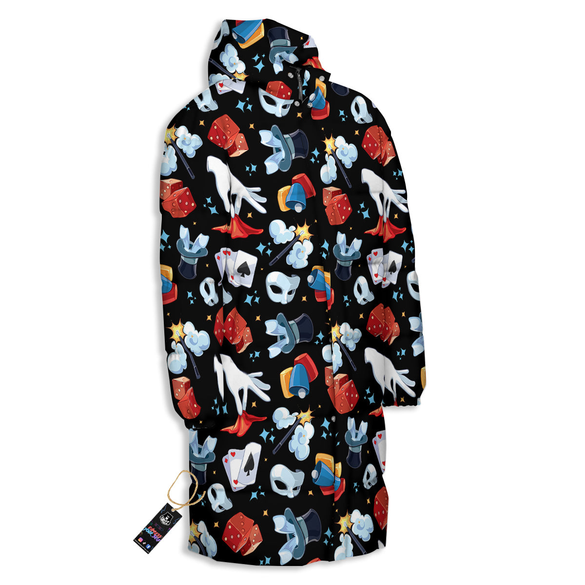 Cartoon Magic Show Print Pattern Long Down Jacket-grizzshop
