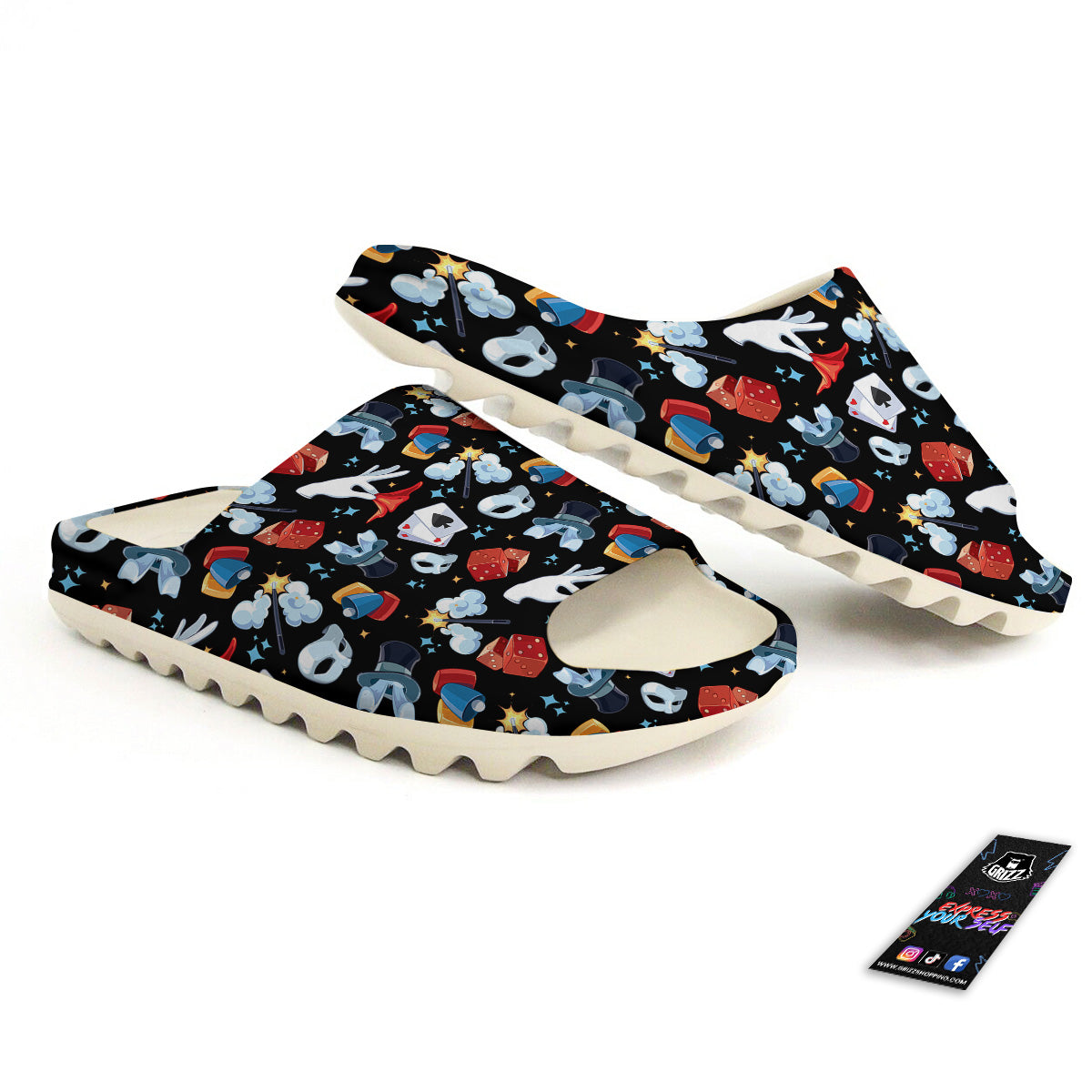 Cartoon Magic Show Print Pattern Sandals-grizzshop
