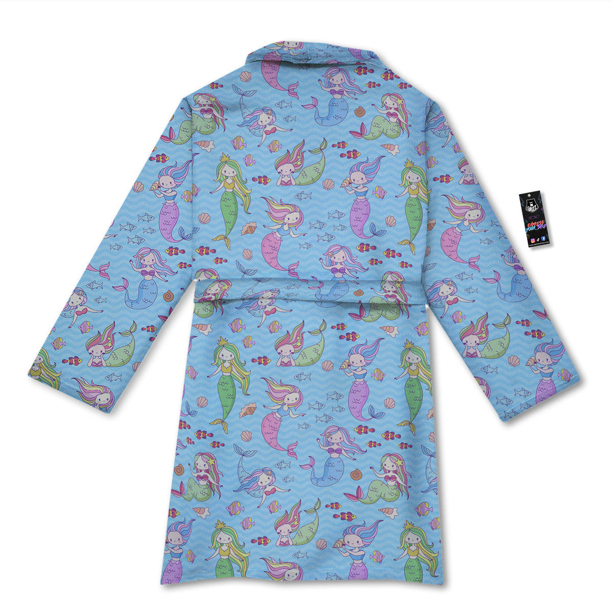 Cartoon Mermaid Print Pattern Bathrobe-grizzshop