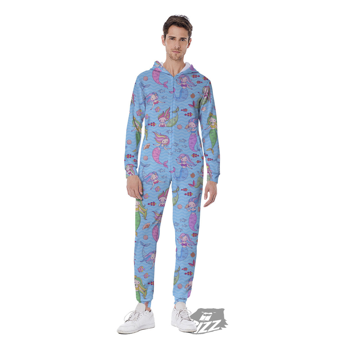 Cartoon Mermaid Print Pattern Men's Jumpsuit-grizzshop