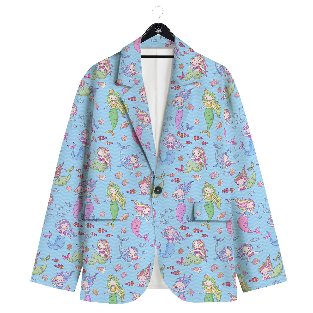 Cartoon Mermaid Print Pattern Men's Sport Coat-grizzshop