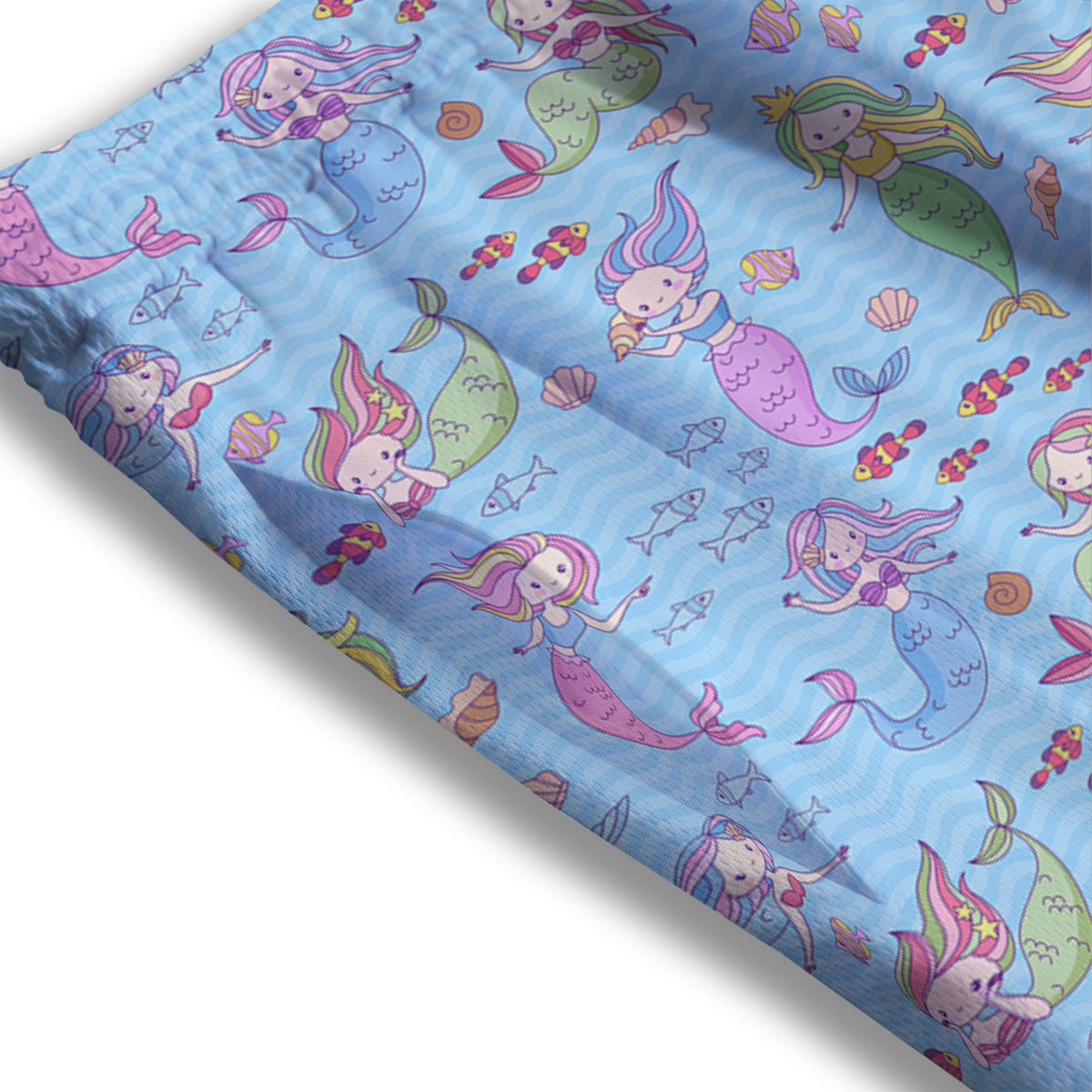 Cartoon Mermaid Print Pattern Mesh Shorts
