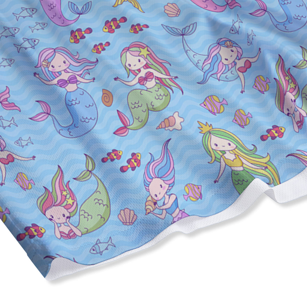 Cartoon Mermaid Print Pattern Mesh Shorts