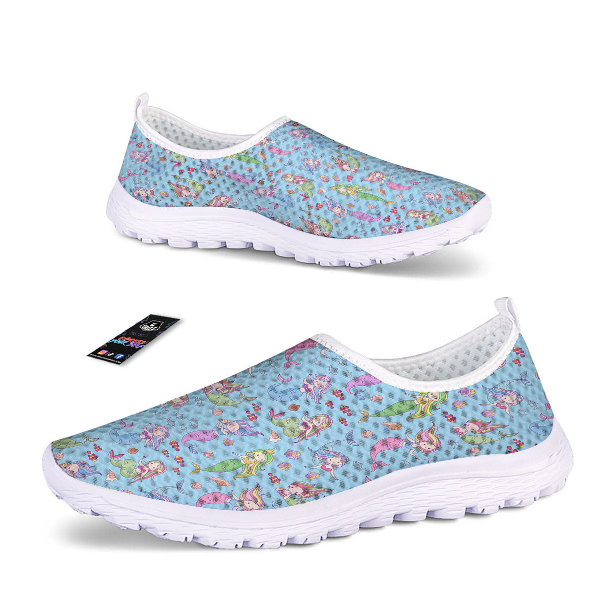 Cartoon Mermaid Print Pattern Nurse Shoes-grizzshop