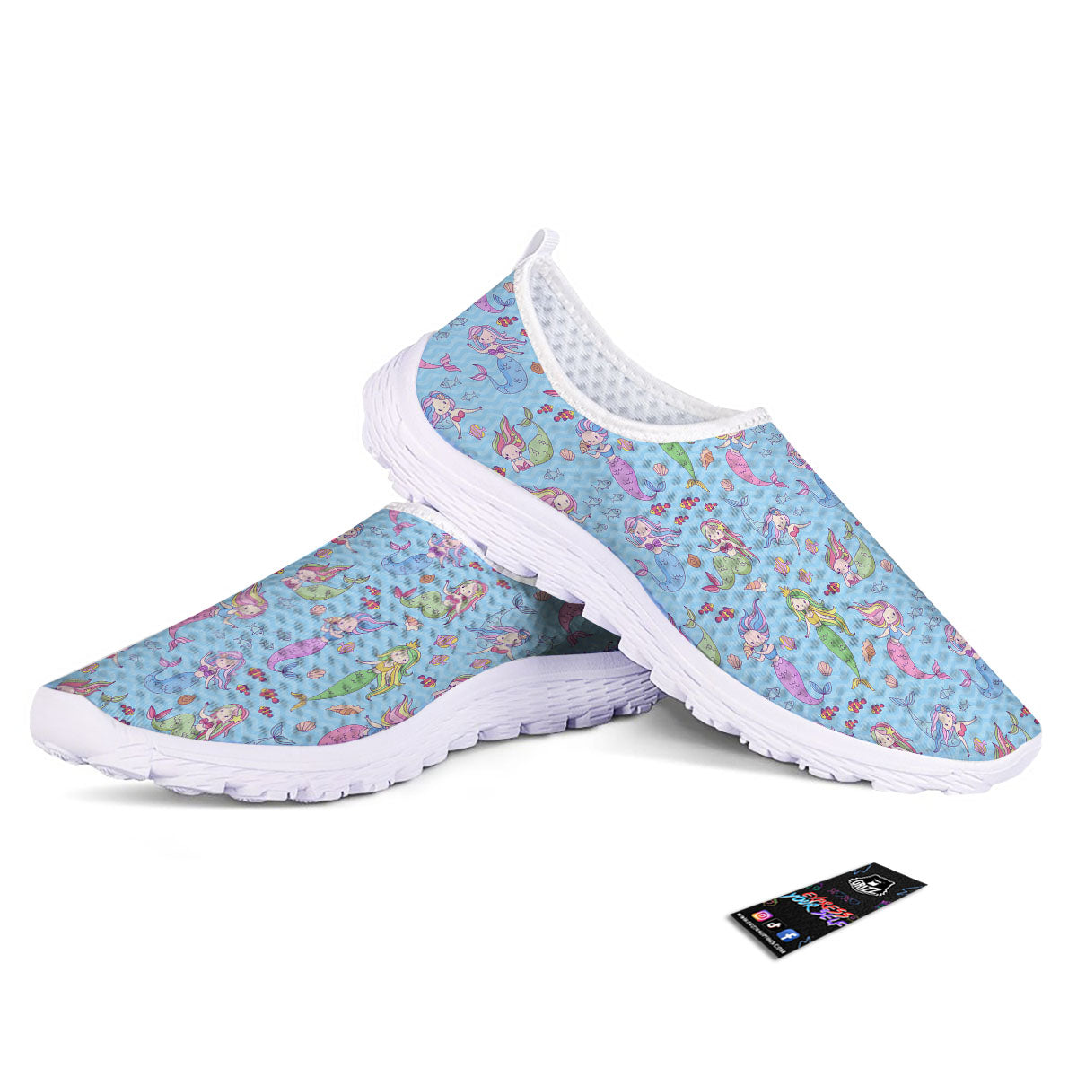 Cartoon Mermaid Print Pattern Nurse Shoes-grizzshop