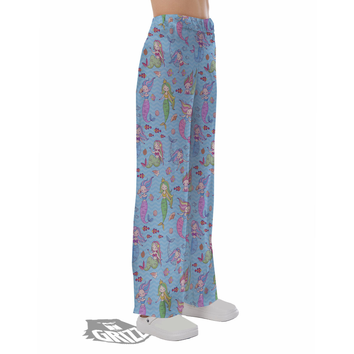 Cartoon Mermaid Print Pattern Pajama Pants-grizzshop