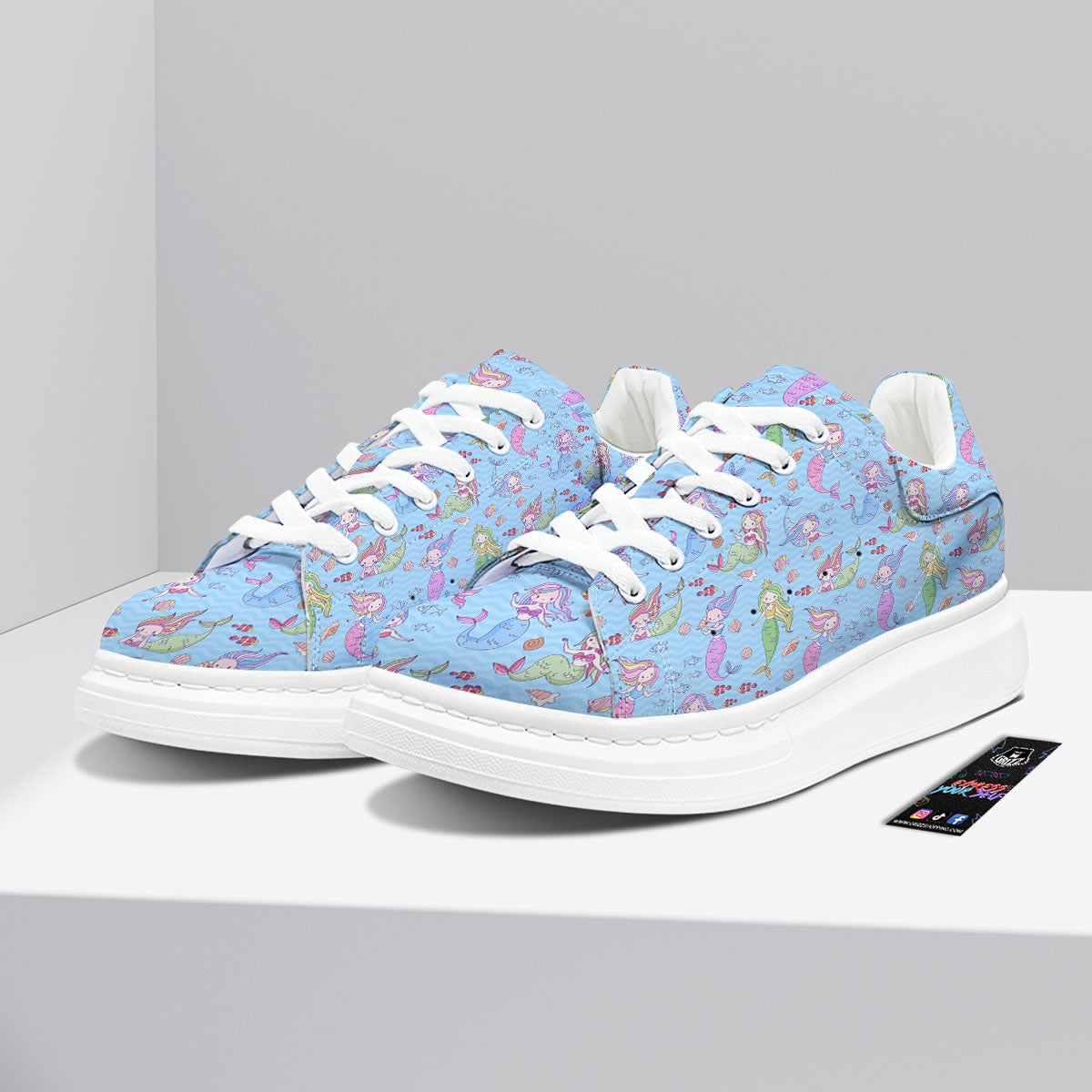 Cartoon Mermaid Print Pattern Platform Shoes-grizzshop